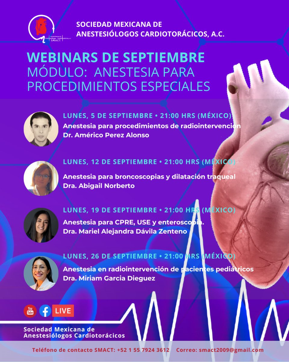 SMACT_'s tweet photo. No te pierdas el módulo de éste mes, "Anestesia para procedimientos especiales", entra en https://t.co/X9dFnQTSKw y obten puntos de recertificación. #webinarssmact #Anestesiaparaprocedimientosespeciales #todossomossmact https://t.co/JQ7WUTcF09