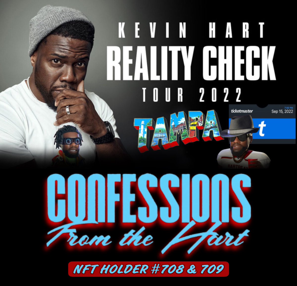 Much needed date nite with the Mrs. coming up. Can’t wait to share a few laughs at the @KevinHart4real #RealityCheckTour How dope wit it be if I were to meet him IRL as a #CFTH #NFT holder?