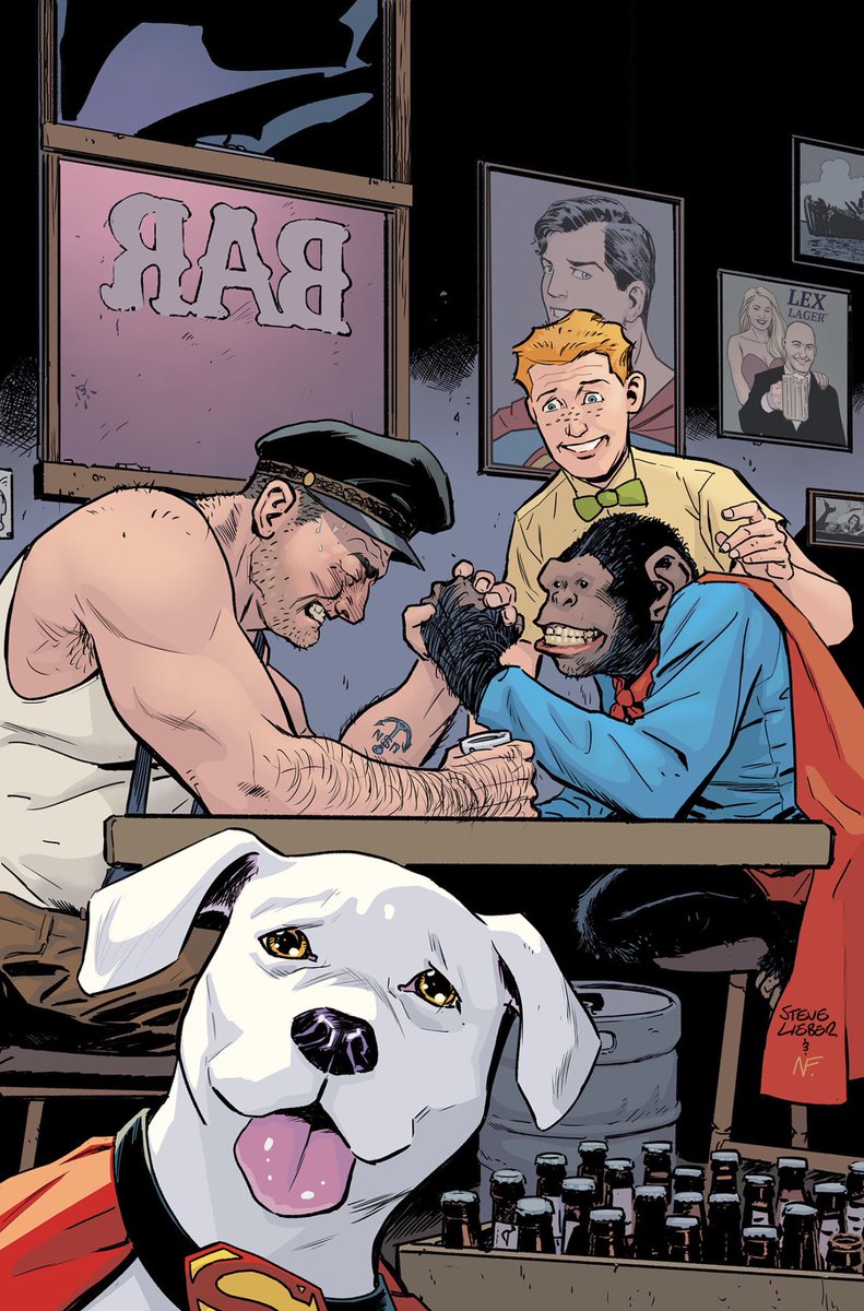 DC invited me to draw one of the variant covers for Action Comics #1050. Here it is, Bibbo, Beppo, Jimmy, and Krypto, with color by the great @nathanfairbairn.