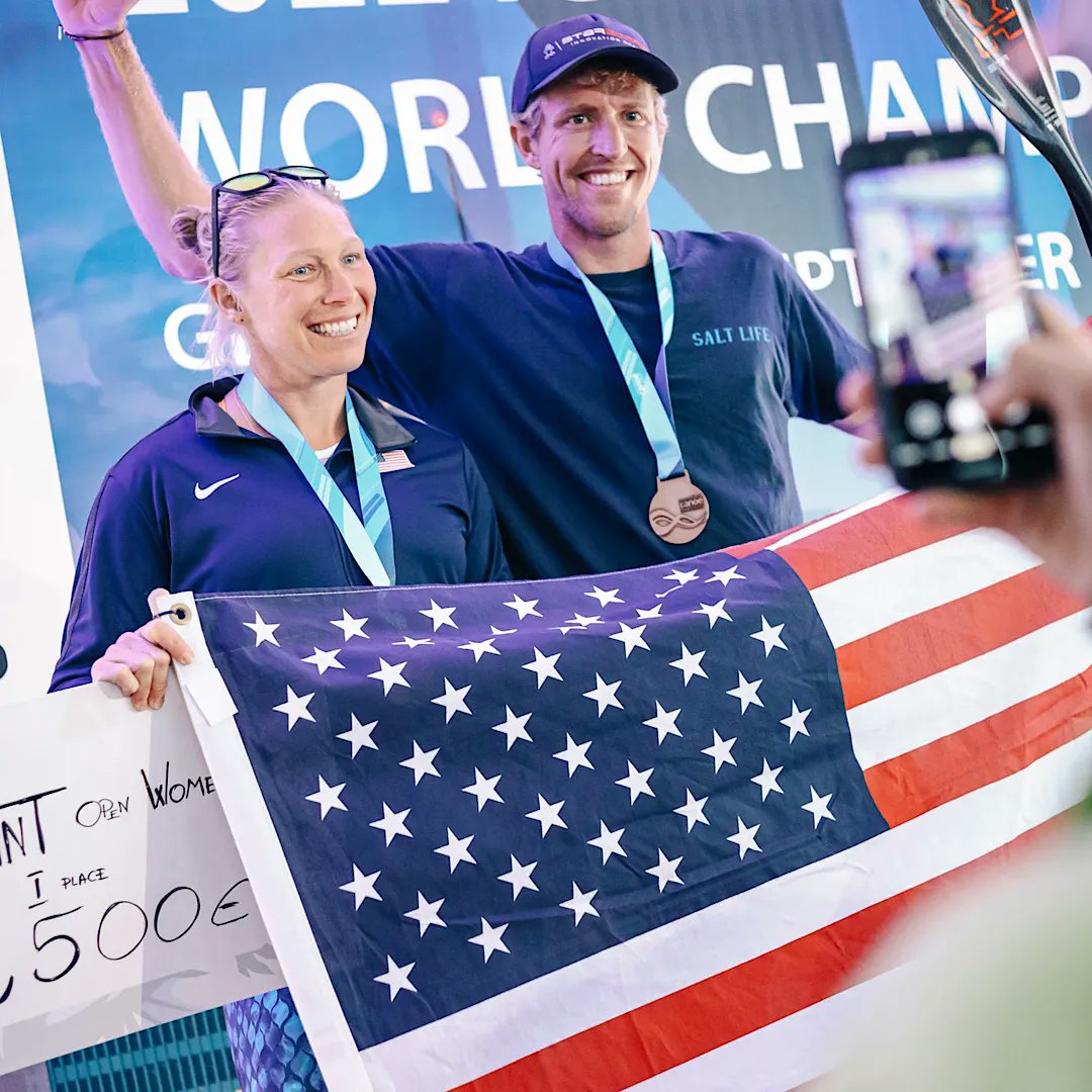 RealSaltLife's tweet photo. CONGRATULATIONS to April Zilg and @ConBax, they won the first two Gold Medals at the 2022 ICF World SUP Championships!!! ๐
๐โโ๏ธ ๐โโ๏ธ
#SUP #SaltLife #ICF #WorldSUP #WorldChampions https://t.co/hqWBB5BYqA