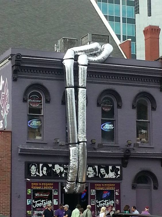 DuraventGroup's tweet photo. #BadBuildFriday The AC venting straight up the front façade is a bold move. "Aesthetically appealing" is not how we would describe this one but at least the patrons will be nice and cool! They better have some really good happy hour specials! #BadBuild #TGIF #Duraventgroup https://t.co/nxMj59LvKq