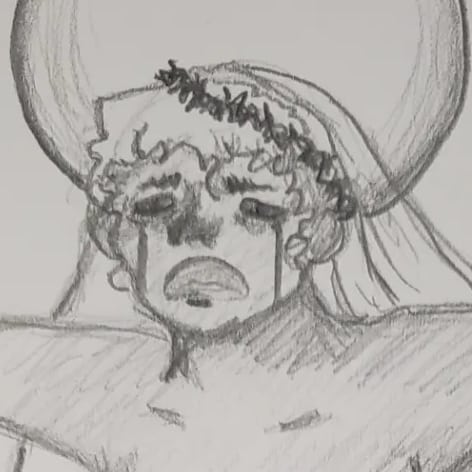 dzh_art's tweet photo. I fell in love with the Mary On a Cross art tiktok trend and did feel compelled to sketch for it, may turn into a painted piece. https://t.co/cbVJLMLgXt
