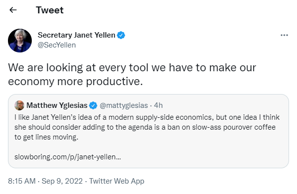 PolEconinExile's tweet photo. In an unexpected development, Treasury Secretary Janet Yellen finds my threshold for what constitutes unwarranted and excessive government intervention in the economy.

So, @StevenKVogel, ready to add another case study to #marketcraft?

h/t @scottlgreer

https://t.co/CCYlKx38gb https://t.co/SneND0vSds
