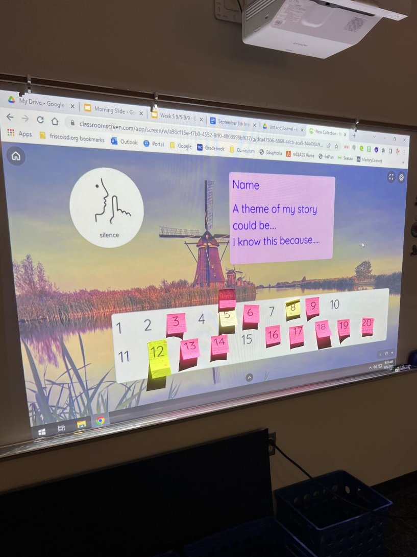 camillepeebles's tweet photo. New projector means a new way to do exit tickets in the classroom! I had my students stick their sticky note with their answer to my white board on their number. #FISDMadeToShine https://t.co/4mkX18PLkj