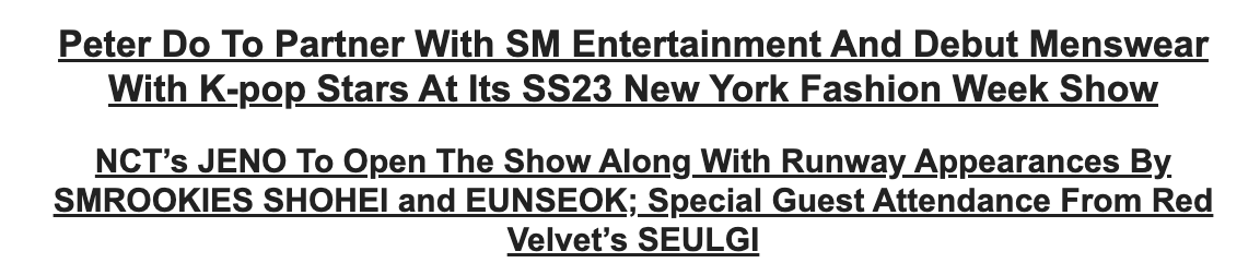 everyone who had eyes on Jeno and Peter Do's instagram interactions were onto something– he'll open for Peter Do's NYFW show on Sept. 13th!