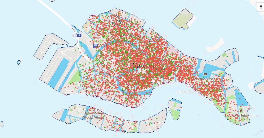 Sur la carte que vous voyez de Venise, chaque point rouge est une location courte durée type Airbnb ! Le surtourisme n'est pas le seul danger qui la menace aujourd’hui.
➡️ l.franceculture.fr/gUK