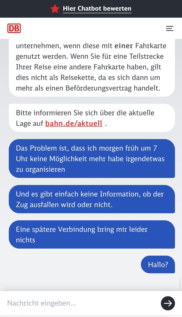 FlorianFalk2's tweet photo. Das war der Moment wo @DB_Bahn sich dazu entschieden hat mir nach 2 Nachrichten einfach nicht mehr zu antworten. Das kann doch nicht wahr sein… https://t.co/muYWiJJLFC