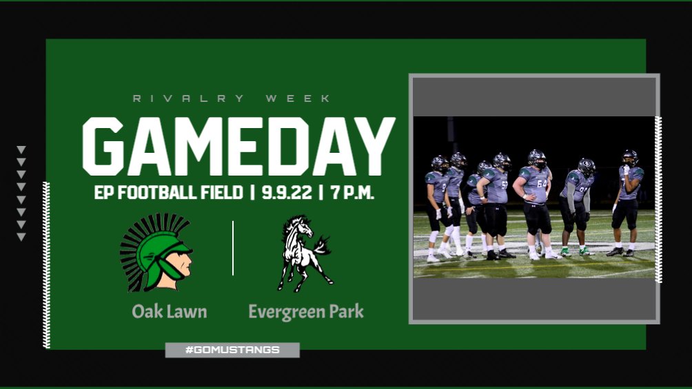 Epchs231's tweet image. It's #FootballFriday, our Home Opener, and our rivalry game against Oak Lawn @OLCHSFootball all rolled into one. 

It doesn't get much better than that! 

#epfootball #EvergreenPark #GoMustangs #MustangPride #EPPride #FridayNightLights