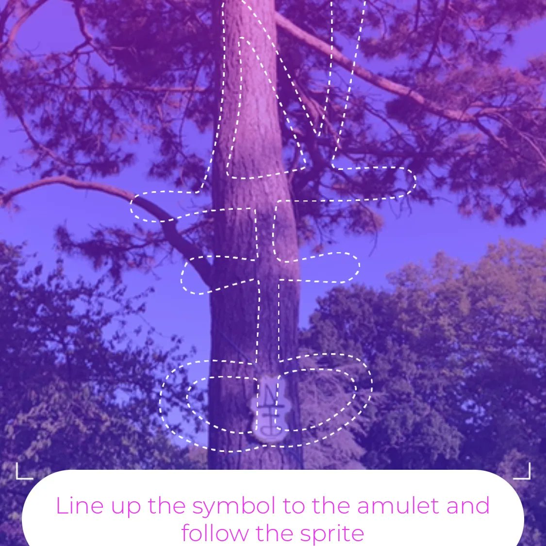 furtherfield's tweet photo. With the #basedonatreestory app downloaded you will need to set off and find the trees in #finsburypark that are wearing special amulets - these act as portals for the tree sprites via a system that has been brought to you by @_hervisions_ X #BonesTanJones w/ @studiohyte https://t.co/82cB5iUU6H