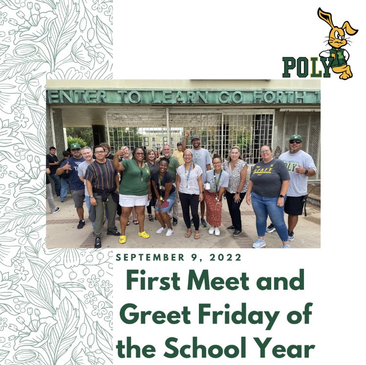 Happy to have Meet and Greet Friday back in action!! Such a good turn out this morning! Can’t wait to see everyone, plus a few more, next week! 🐰 #theresnoplacelikePOLY #scholarsandchampions #proudtobeLBUSD <a href="/juliesparksj/">Julie Sparks, Ed.D.</a> <a href="/MrWhap/">N/A</a> <a href="/cvscrissman/">Cristina Crissman</a> <a href="/polyjackrabbits/">Poly Jackrabbits</a>