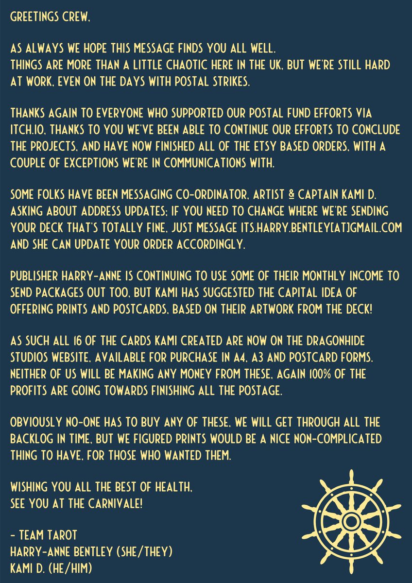 New Terror Tarot update for September.
Also as some folks didn't receive the previous update we've moved updates to a MailChimp newsletter so it might work better.

Browser version can be read here; mailchi.mp/db8af7e0901d/t…

<a href="/kamidog/">despite everything, it's still Kami</a> Cards as Prints here; shop.dragonhide.co.uk/index.php?rout…