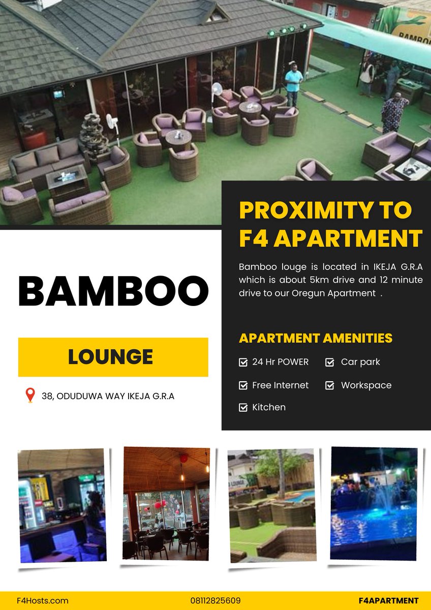 F4Flats's tweet photo. We are glad the work week is over
What's your favourite friday night spot ?
You can check out bamboo lounge this friday night and check in to F4 Apartment for the weekend after your night out
#wike #UjuAnya #kunleafod #osas #awolowo https://t.co/HMKN0Gfs7r