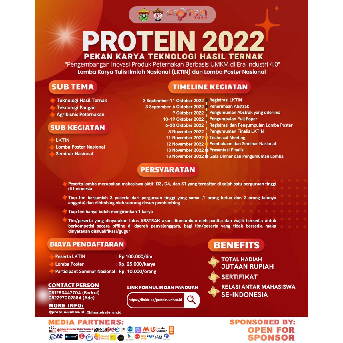 eventmenulisind's tweet image. 📢 *[LKTI NASIONAL PROTEIN IV 2022]* 📢

📌Pendaftaran dan panduan dapat diakses pada link berikut: 
linktr.ee/protein.unhas.… 

#LKTI2022 #lombakampus #lombanasional #lombakaryatulisilmiah #Iktinmahasiswa #karyatulis #karyailmiah #karya #menulis #karyatulisilmiahnasion