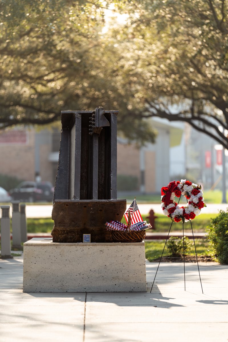 This 3,888-pound steel beam from the World Trade Center stands on campus to commemorate the lives of those who were killed in the September 11 attacks 21 years ago today. #NeverForget