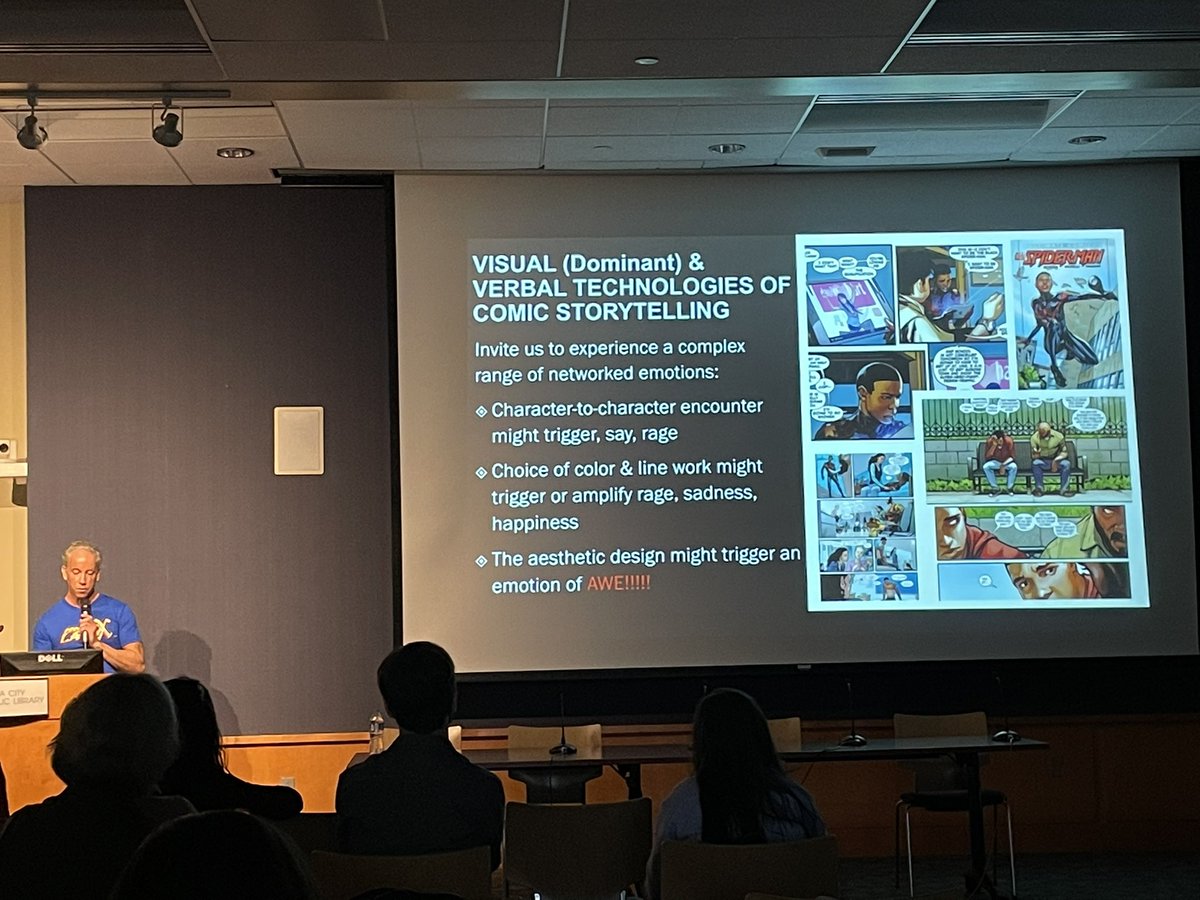 ComicsReckoning's tweet photo. Happening NOW! Wonderful talk with @ProfessorLatinx geometrizing ethnoracial formation narratives in BIPOC teen comics https://t.co/xnotCVqE6x #UI_RaceComics @ObermannCenter @ComicsGrid https://t.co/y6K6dXzYs4