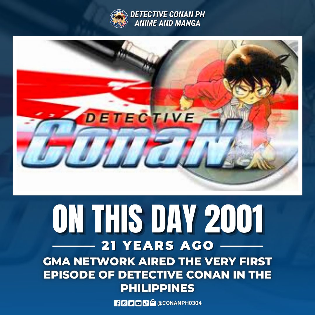conanph0304's tweet photo. ON THIS DAY | Today, we are remembering the 21st anniversary since GMA Network aired the very first episode of Detective Conan in the Philippines. https://t.co/pXt81VsWiK