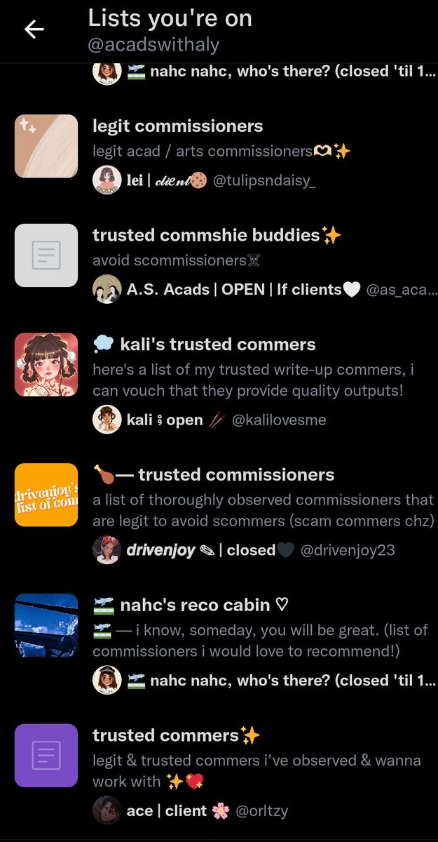 acadswithaly's tweet photo. Ito po 'yung lists na I am included. Thank you po for trusting me and adding me here sa lists niyo. π₯Ίπ€
#listwithaly https://t.co/96EJ21WztI