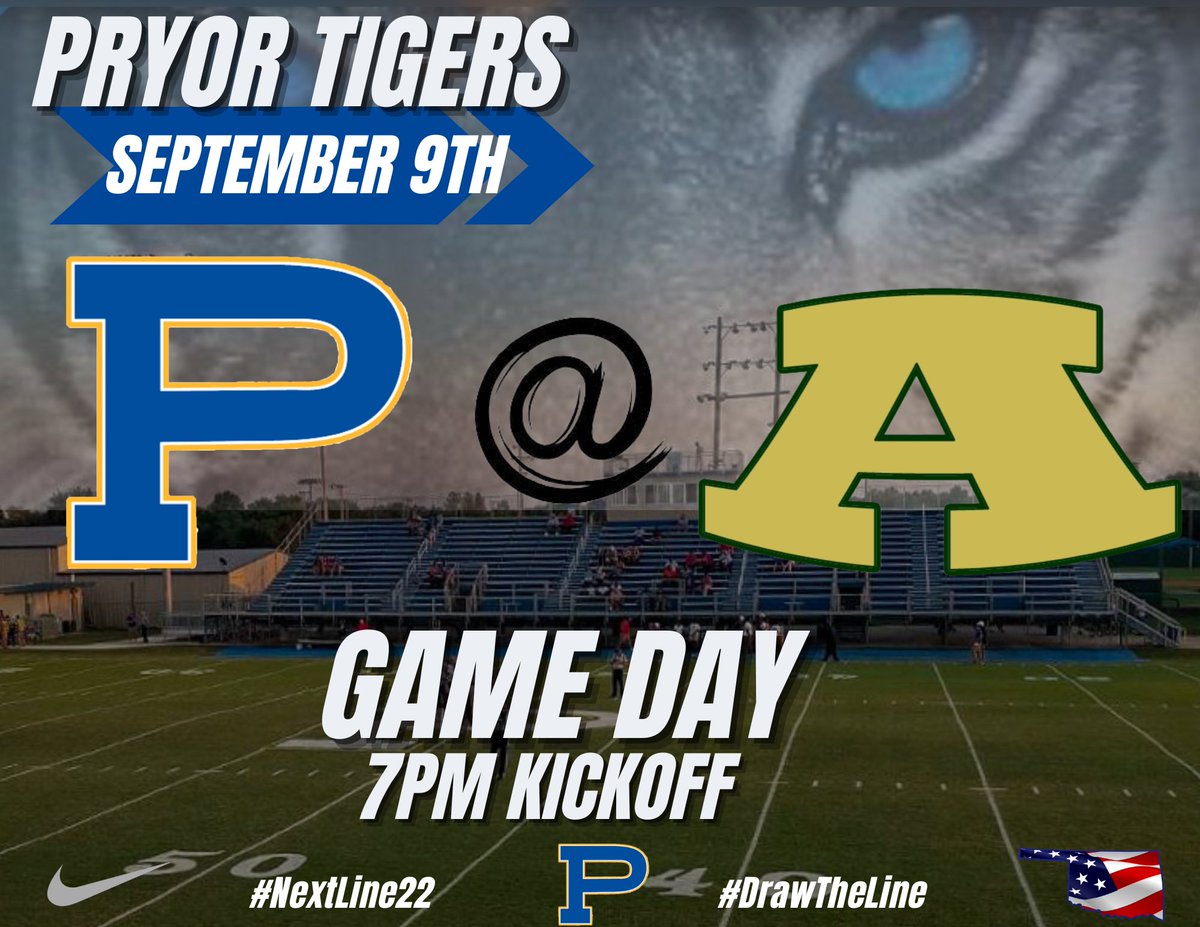 PryorTigerFB's tweet photo. Game Day! Tigers take on Alma tonight at Alma! #NextLine22 https://t.co/NvO8lmwqHC