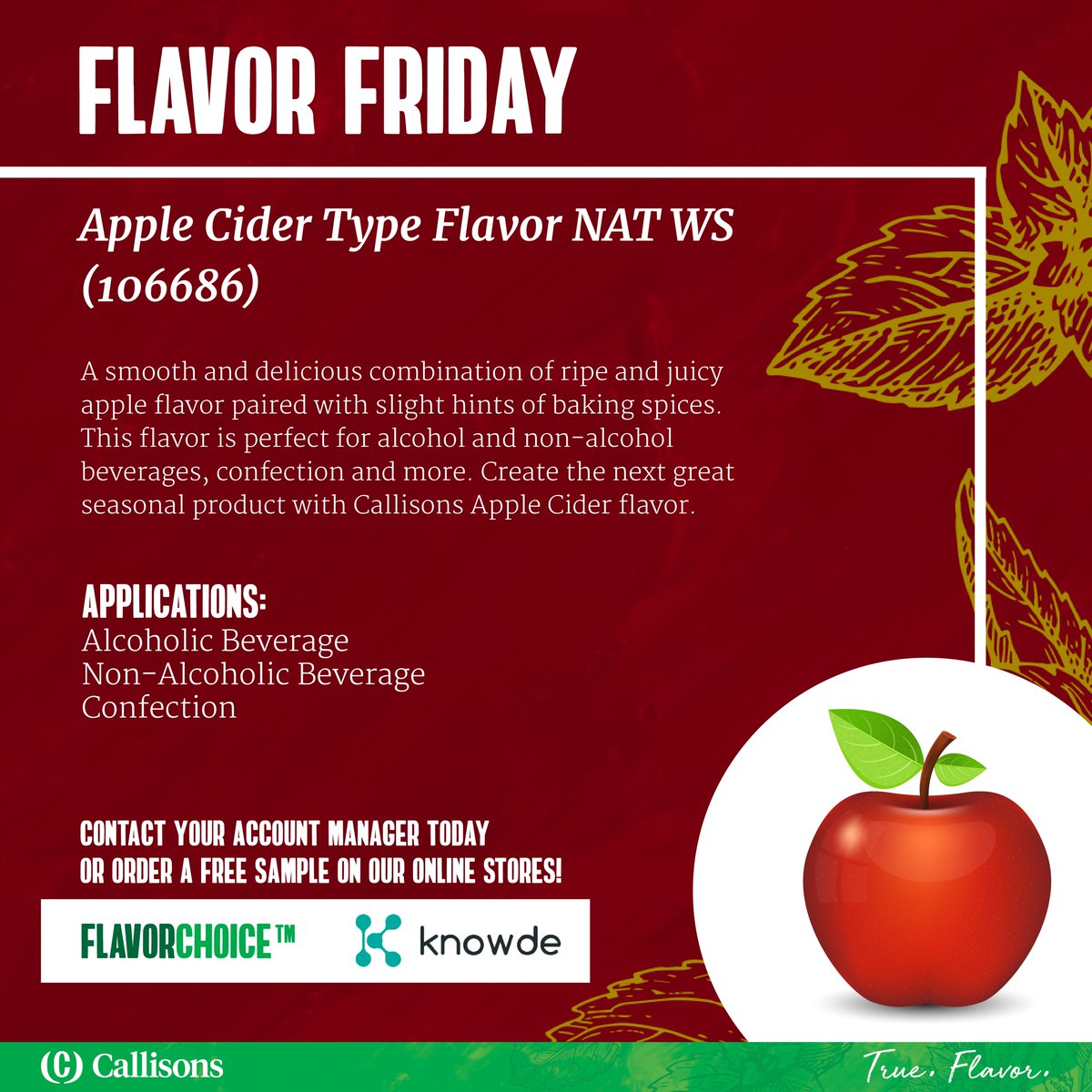 CallisonsMint's tweet photo. Fall is here! Check out our delicious new addition to the storefront, Callisons Apple Cider Type flavor! A perfect combination of apple and spice to elevate your next great product!  Order a sample today at the link below!

https://t.co/vSQqlm2aNS https://t.co/Fjwi5dFQNb