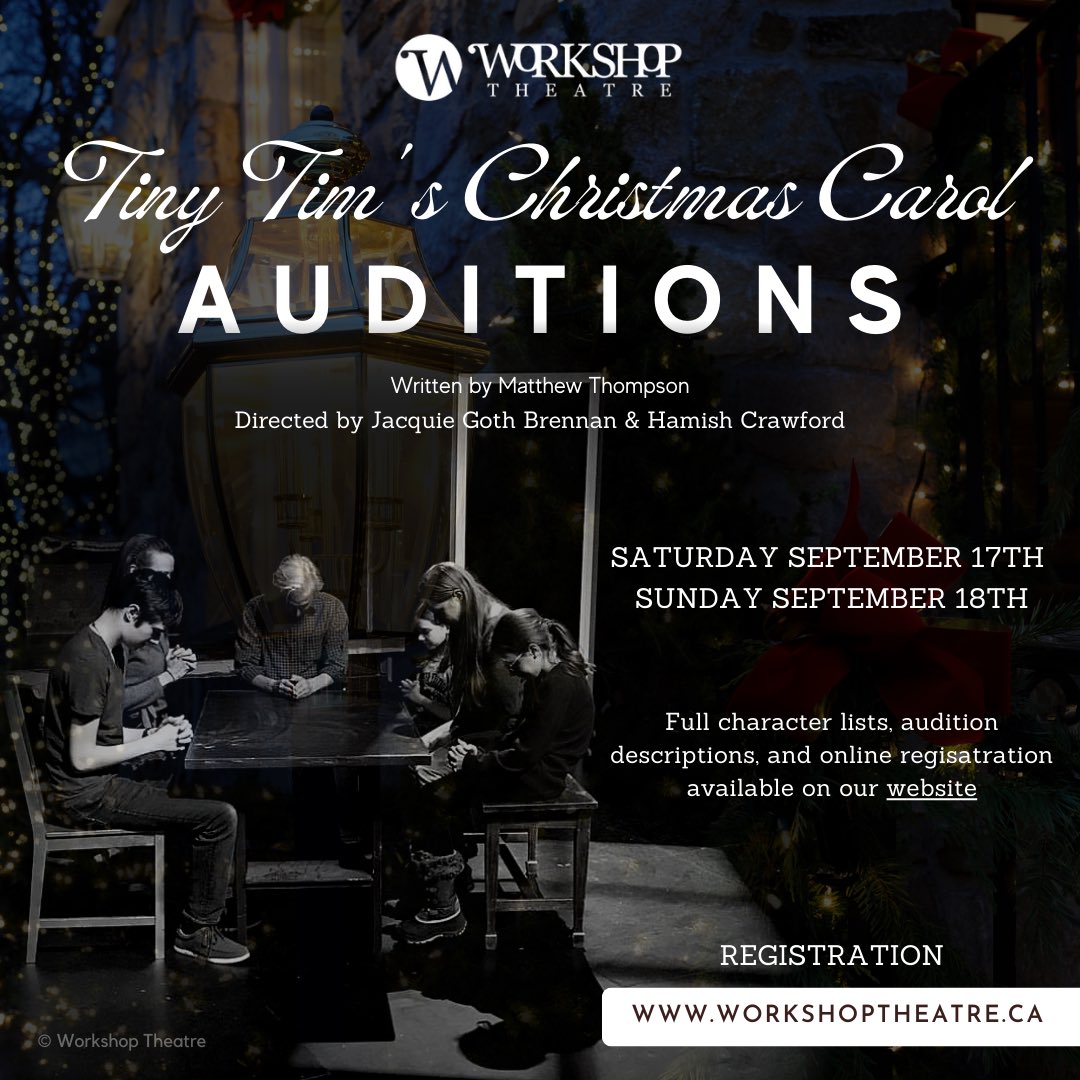 WTheatre's tweet photo. AUDITIONS OPEN - TINY TIMS CHRISTMAS CAROL

Tiny Tim’s Christmas Carol
Sept 17th &amp; 18th, 2022

Info available on our website, https://t.co/AG5PIUHzFK https://t.co/GZ8WwplLvF