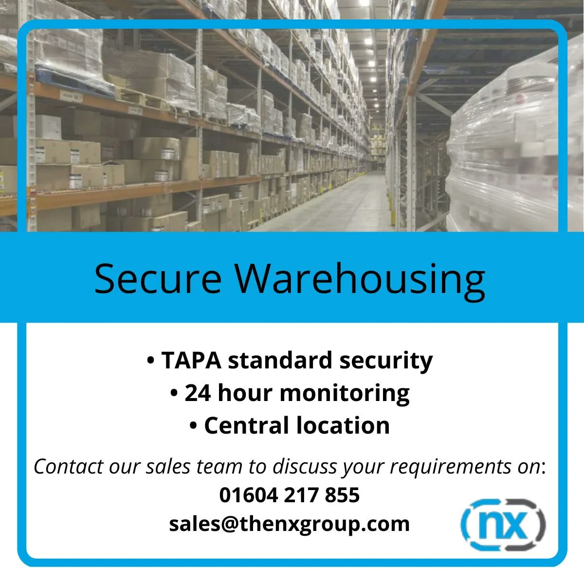 *SECURE WAREHOUSING* Do you need a #warehousing solution for your #highvaluegoods? The NX Group's warehouse facilities are: •TAPA standard security •24hr guarded •Monitored with internal & external CCTV •Centrally based. Contact us to find out more…  #securewarehousing