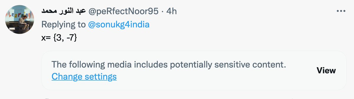 GyanCMehta's tweet photo. I am gracious so I will say #Twitter is in #Chucklesome mood - when it interprets #math #equations.
" The following media includes potentially sensitive content". LOL https://t.co/ufipeM1kgr