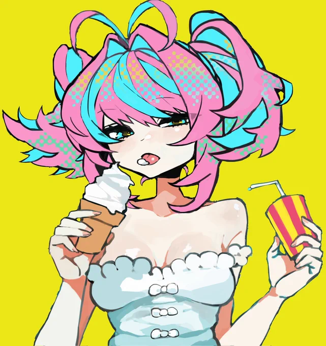 ソフトクリーム食べてる女の子#イラスト #illustration 