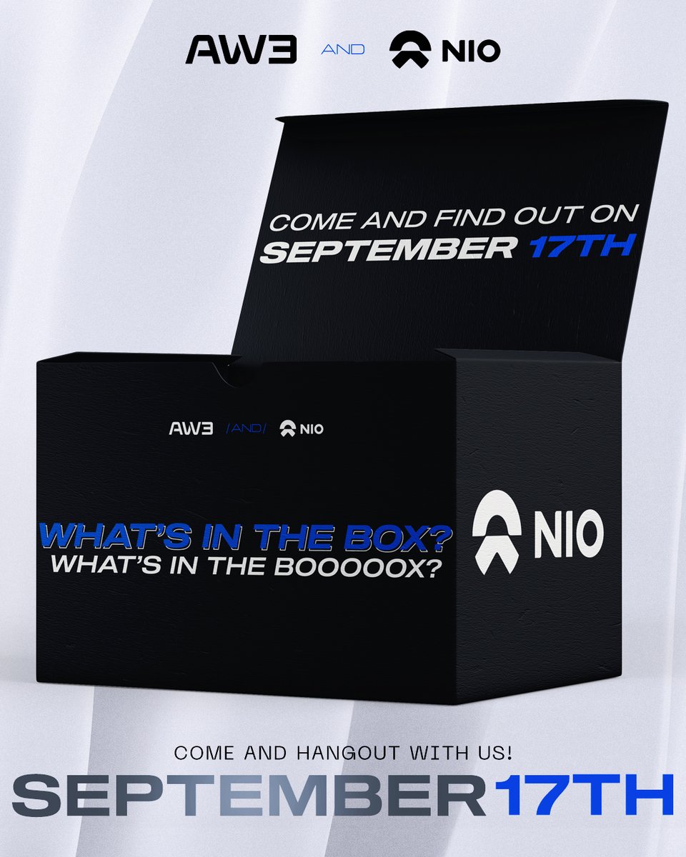 AW3ESPORTS's tweet photo. AW3 AND #NioNorge
WHAT'S IN THE BOOOOOOOOOX?
September 17th from 12:00 to 15:00 at NIO House in Oslo, you can find out yourself!
We will have cool competitions where you can win prizes, come and check it out! https://t.co/uYx6WvuKQt