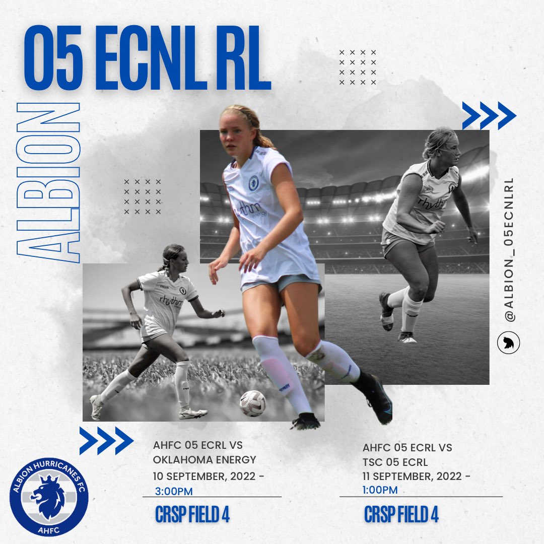 Albion_05ECNLRL's tweet photo. We’re back home this weekend for league fixtures. Come check us out at Campbell Road Sports Park as we take on Oklahoma Energy and TSC. @AlbionEcnl_RL https://t.co/koRG44UggB