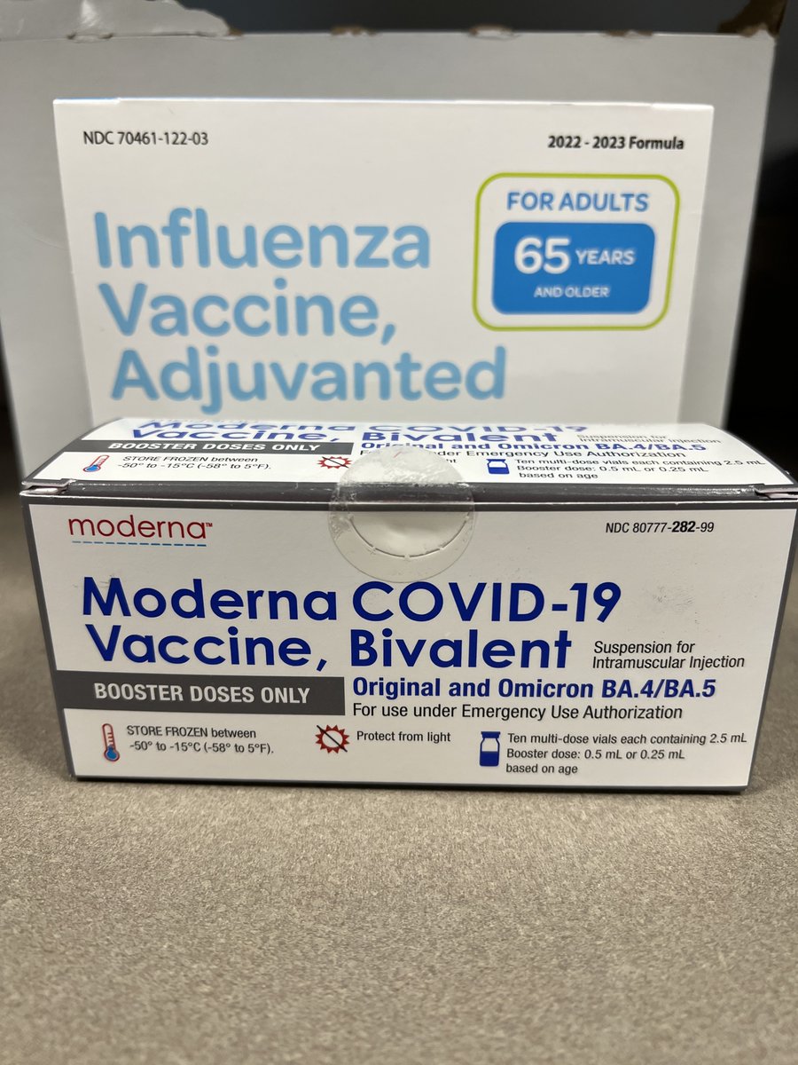 For those that are looking, we have the updated COVID booster available as well as the high dose flu shot for those 65 and older. Come by to get up to date on your vaccinations and feel free to call if you have any questions!
