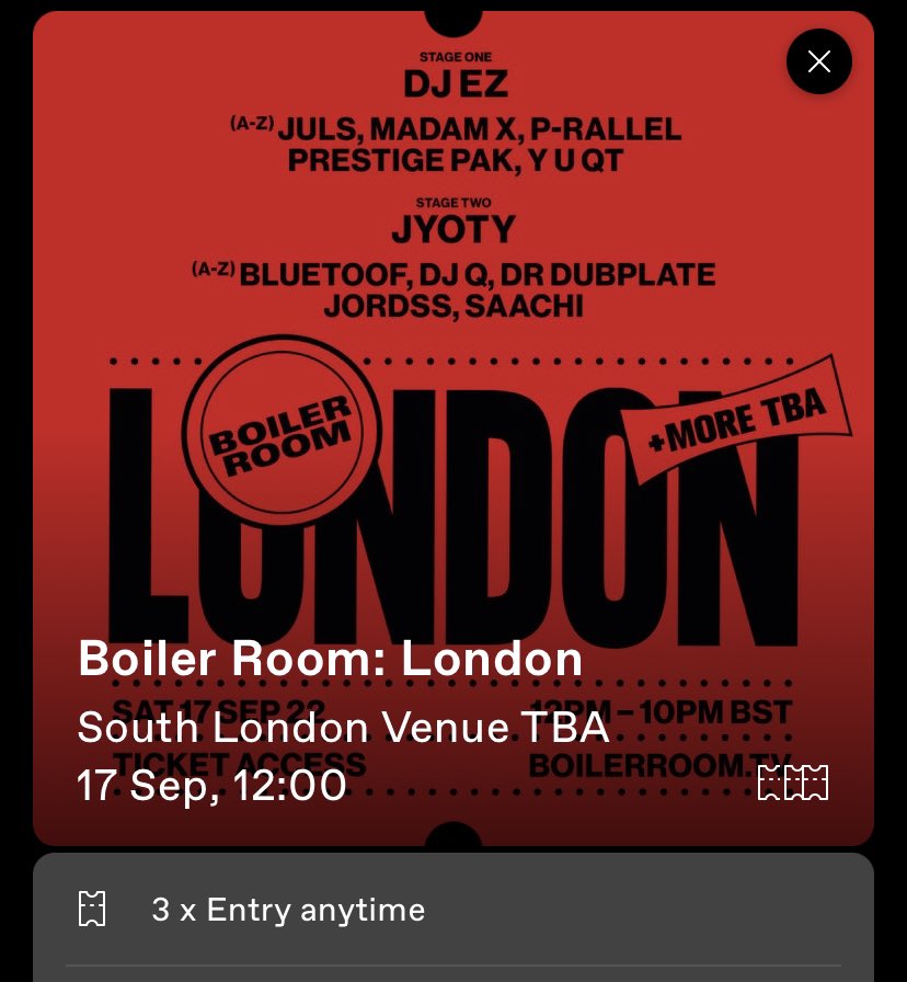 CJKG_'s tweet photo. 1x boiler room ticket for sale https://t.co/36oNtAlaZq