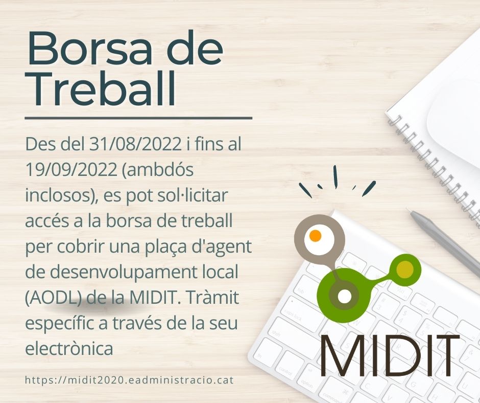 ATivissa's tweet photo. ⚙️ Si voleu formar part de l'equip de la MIDIT 2020, teniu fins al dia ‼️ 19 de setembre (inclòs) per presentar la documentació (per la seu electrònica) per sol·licitar formar part de la borsa de treball de la MIDIT 2020

➡️ https://t.co/ZBY4Szxzg5

#borsadetreball #feina #MIDIT https://t.co/Zj1nYiqCS9