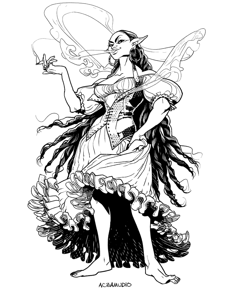 ACZamudio's tweet photo. The num-si-pode. There’s a myth from Brazil where men who loiter alone at night by town lanterns are approached by a beautiful lady in a ghostly white dress. She asks him to light her cigarette, &amp; if he tarries to pull out a match...
1/2
#conceptart #numsipode #cryptid #folktale https://t.co/QJCp9IpHFw