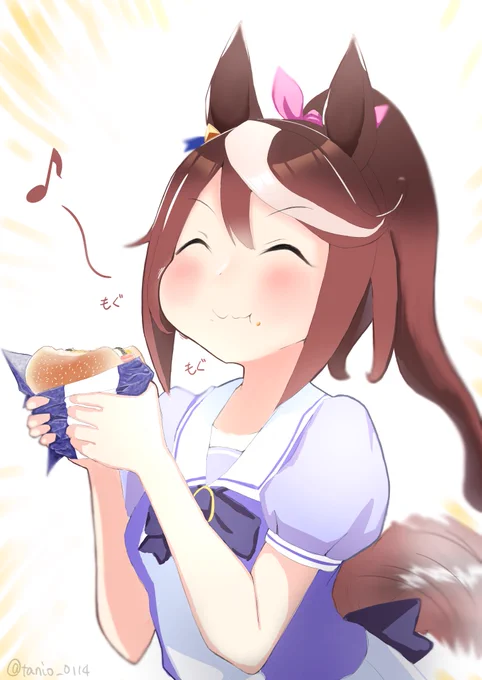 つきみーつきみーつっきっみ～つきみ～を たべーるテイオー#ウマ娘 #トウカイテイオー #月見バーガー 
