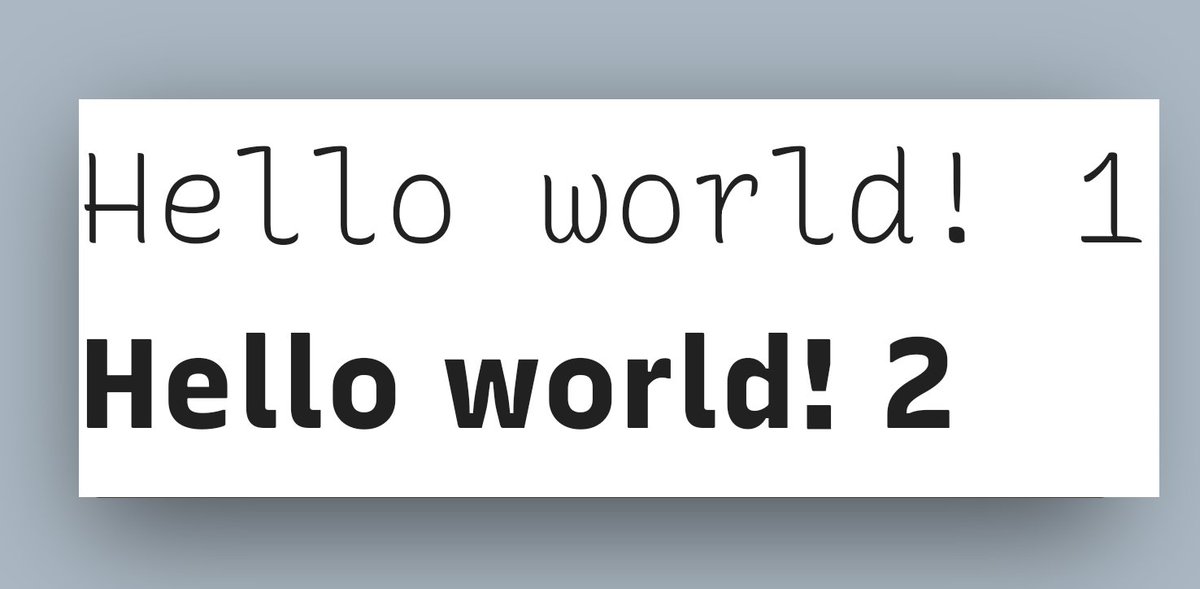 objcode's tweet image. Recursive is a great font for showing what variable fonts can do.

Both of these are the same font file loaded at the same font size. Everything else is variation settings.

There&apos;s a handy table of font variation settings supported by google fonts here fonts.google.com/variablefonts
