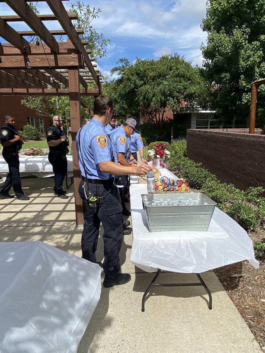 StMMPrincipal's tweet photo. Honored to have @MayorJacques, Chief Armstrong, first responders, and Deacon Rick with us for our 9/11 Memorial Service @stmmnc. After the service, our honored guests were treated to lunch on the courtyard, followed by a tour of the school.@RaleighDiocese #wepray #welearn #wecare https://t.co/w6Ms8nnmC3