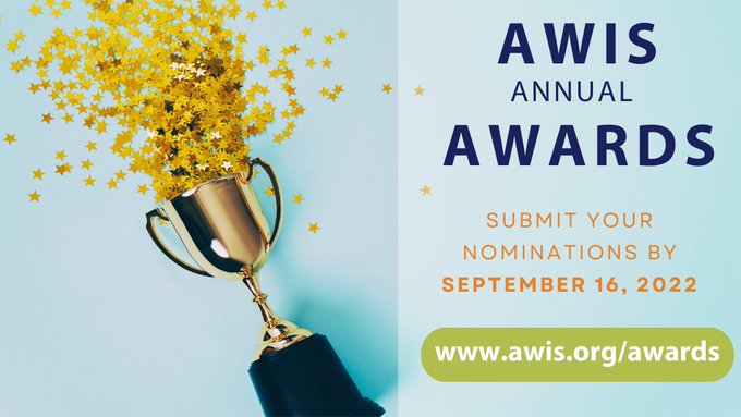 There's 1 week left to nominate yourself or another AWIS member for an AWIS Annual Award! AWIS will recognize #WomenInSTEM who demonstrate strong leadership skills, innovative thinking, and a commitment to inclusivity, diversity, equity, and accessibility. ow.ly/780L50KiZvn