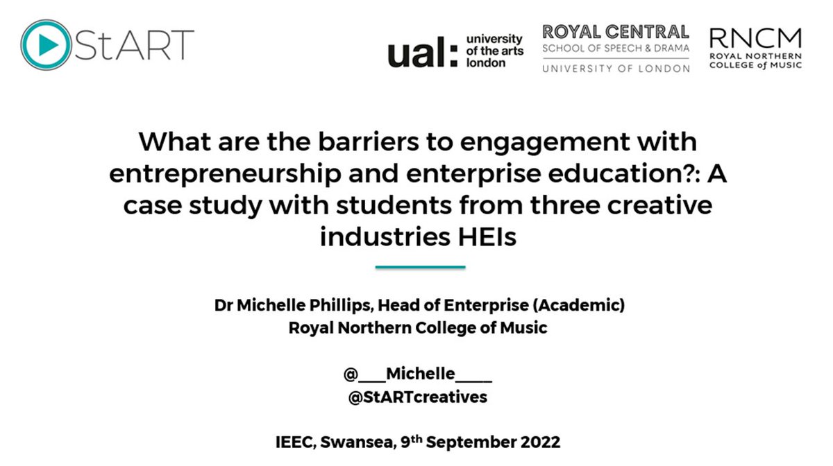 StART Entrepreneurship (@startcreatives) on Twitter photo Thanks to <a href="/EEUK/">Enterprise Educators</a> & #IEEC2022 for a wonderful conference & for the chance to present our data on barriers to access from our StART project. Headline finding: barriers exist, & often they're around characteristics we don't even know students have (paid work, caring responsibilities) Thanks to <a href="/EEUK/">Enterprise Educators</a> & #IEEC2022 for a wonderful conference & for the chance to present our data on barriers to access from our StART project. Headline finding: barriers exist, & often they're around characteristics we don't even know students have (paid work, caring responsibilities)