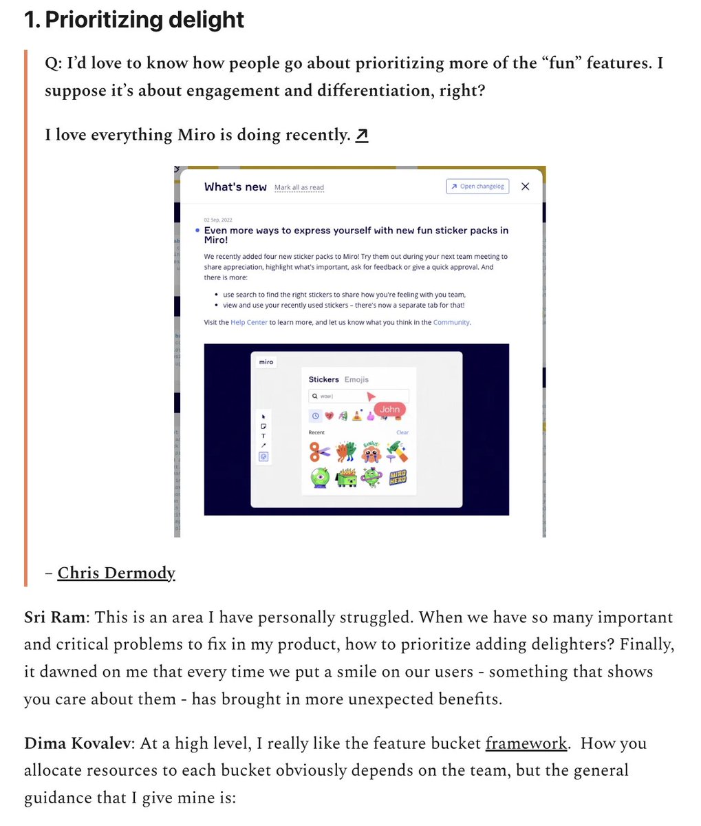 lennysan's tweet photo. Killer community wisdom issue this week:
▫️ How to prioritize delight
▫️ Improving your business writing skill
▫️ How to know when it's time to leave a job
▫️ Incentivizing coming back into the office
▫️ Who owns customer success https://t.co/sXCf5vSIjB
