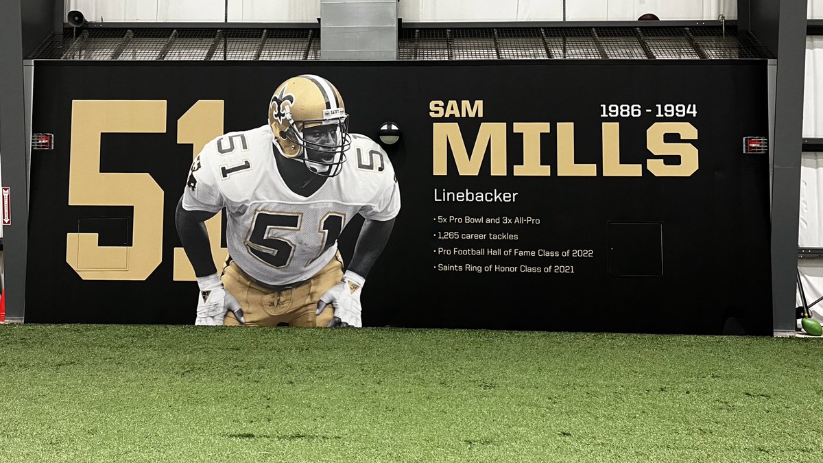 Saints's tweet photo. New banner in the #Saints Indoor Practice facility at the Ochsner Sports Performance Center! 💪 https://t.co/Zgwe4tW3LS