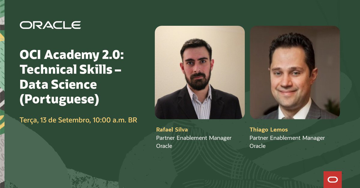 wellingrosa's tweet photo. Você é parceiro Oracle? Então aprenda a utilizar gratuitamente o que há de mais moderno em termos de análise de dados, estatística e aprendizado de máquina através dos serviços gerenciados para ciência de dados em OCI. Contamos com a sua participação!
https://t.co/CuYQFiWkMt https://t.co/k4p2HEVCuy