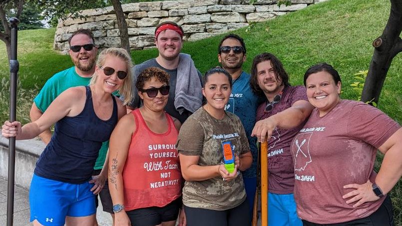 A courageous effort by our DMHA and OMPP teams as they took part in today's 16th annual State Employees’ Paddle Battle. We’re coming for that <a href="/PaddleBattleOAR/">INPaddleBattleOAR</a> next year! Training starts tomorrow at dawn.