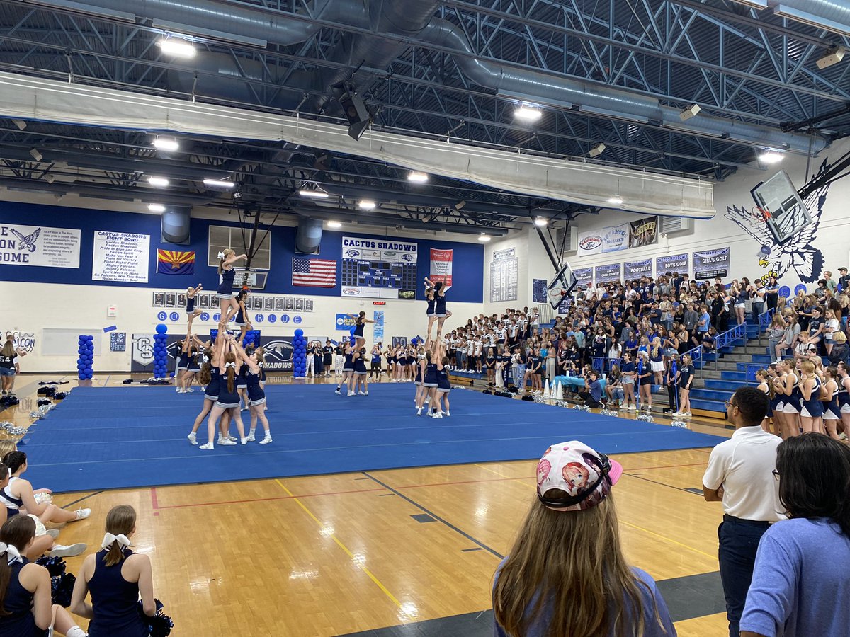 cort_monroe's tweet image. BIG BLUE PEP RALLY at Cactus Shadows HS getting hyped for the Falcons first home football game. Falcon spirit is high! Nest will be hopping tonight. @CSHS_Falcons @CSHSAthletics1 @CaveCreekUSD93 @CSHS_Pom @CS_Cheerleading @MitchGregg7776