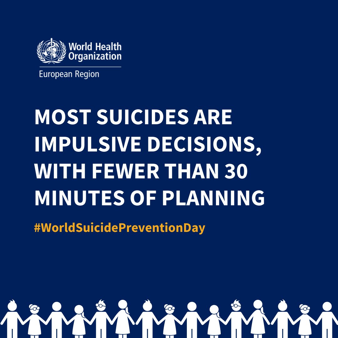 WHO_Europe's tweet photo. Someone who is suicidal isn’t necessarily determined to die.

They are often ambivalent about living/dying &amp; only want to end a sense of suffering and hopelessness. Limiting access to lethal means can reduce suicide rates. 

#WorldSuicidePreventionDay https://t.co/FcSwjyYIzK