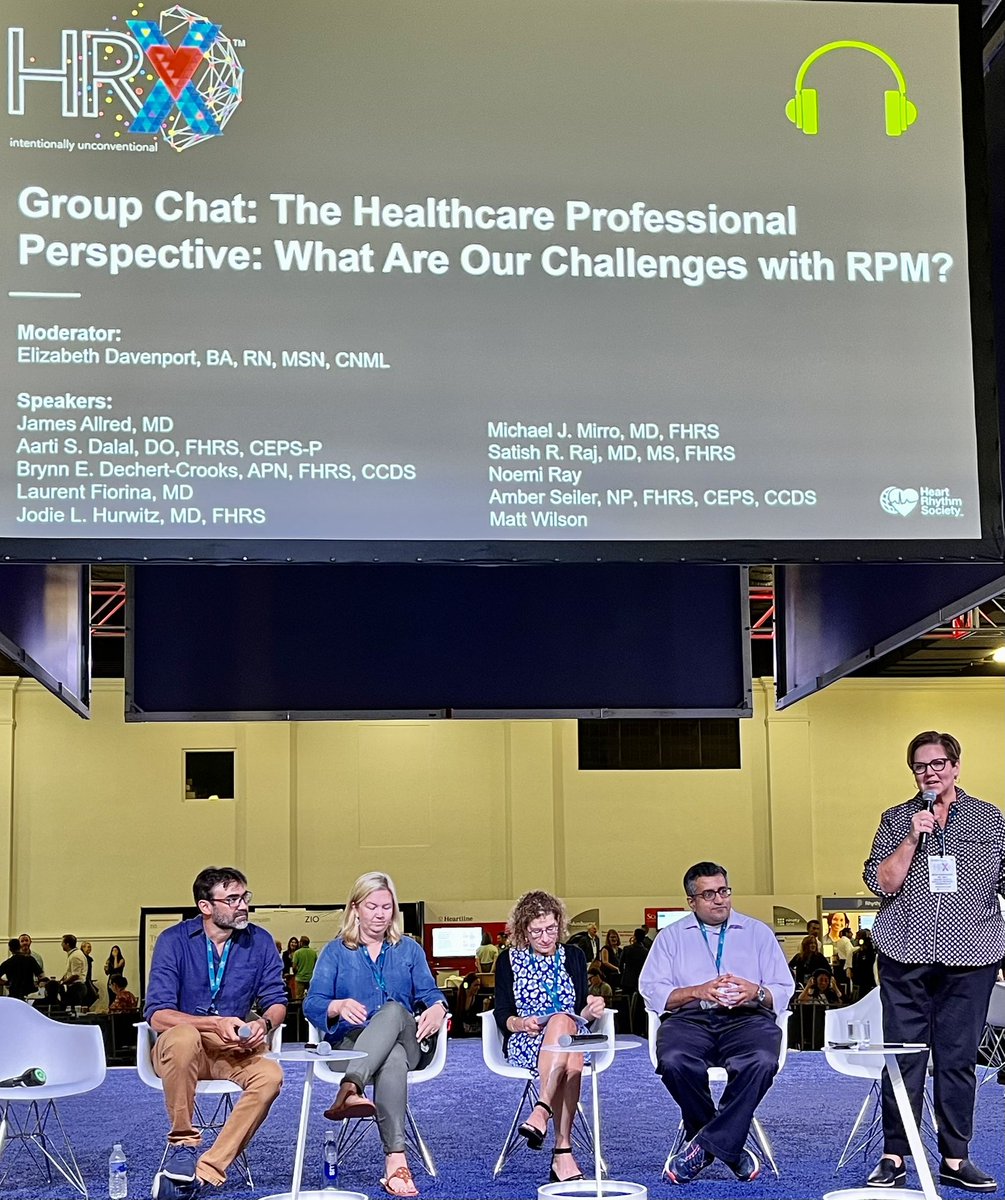 <a href="/HRSonline/">Heart Rhythm Society</a> <a href="/HeartRhythmTV/">Heart Rhythm TV</a> <a href="/BethBdavensport/">Beth Davenport</a> <a href="/SanaAlkhatib9/">Sana Al-Khatib</a>  <a href="/JagSinghMD/">Jag Singh</a> <a href="/leftbundle/">Mintu Turakhia, MD MS</a> <a href="/drsuneet/">Suneet Mittal</a> <a href="/AmberSeiler1/">Amber Seiler</a> <a href="/deering_f/">ThomasFDeering</a>  #HRX2022 Group Chat: HC Perspective. Great, knowledgeable panel. Emerging Themes: Staff Ratios! #AHPs #BootsOnTheGround #RemoteMonitoring