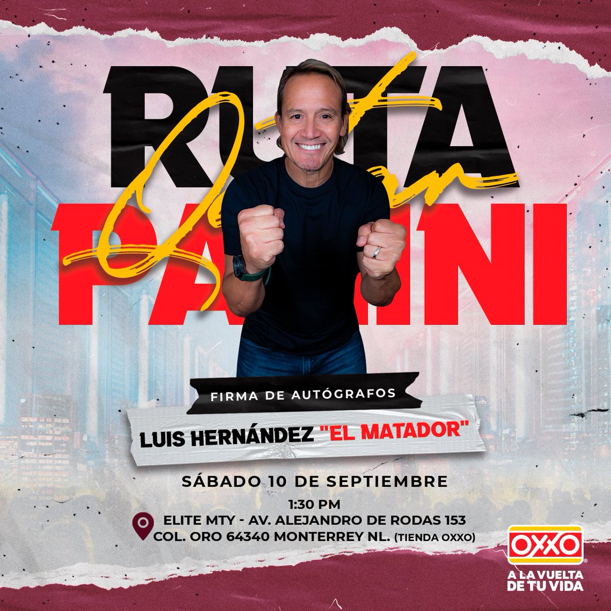 Tiendas_OXXO's tweet photo. Conoce al matador y remata el marcador comprando tu álbum Panini este sábado 10 de septiembre en MTY Av. Alejandro de Rodas 153 Col. Oro ¿Listo para la reta? ¡Te esperamos! ⚽👌 #OXXOALaVueltaDeTuVida https://t.co/zjlF3BgbZx