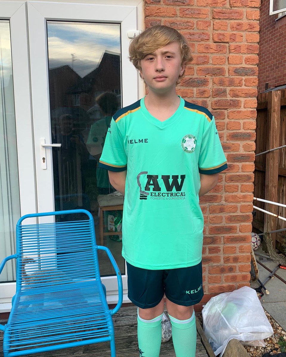 Lennon modelling our new kit for the new season. Huge thanks to AW Electrical for sponsoring the boys.