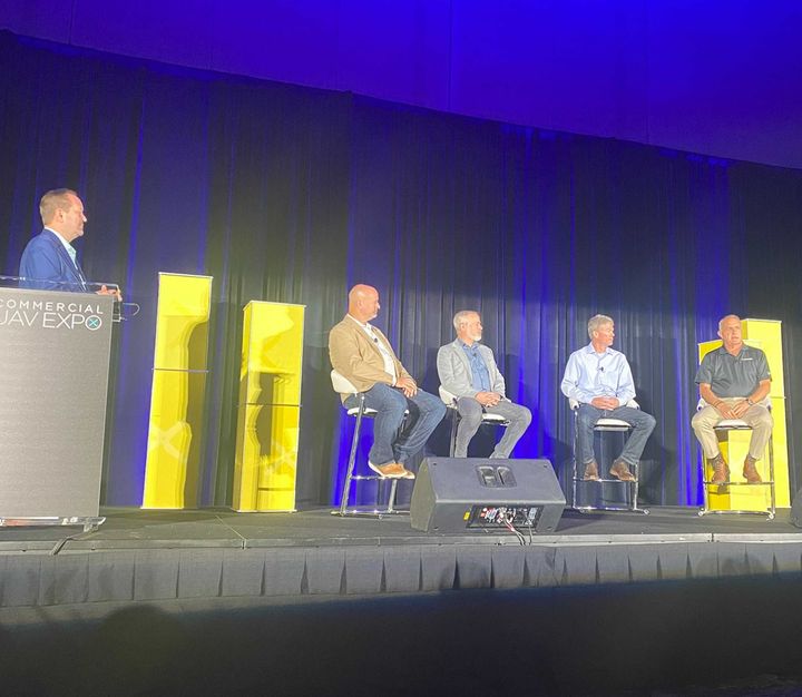 godroneup's tweet photo. Another successful #CommUAV! Some of DroneUp’s highlights this year were meeting with partners, hosting the networking hub, and concluding the show with our CEO speaking on the keynote panel to the path forward for the drone industry. What was your favorite part of the show? https://t.co/ng1uI8YLLv
