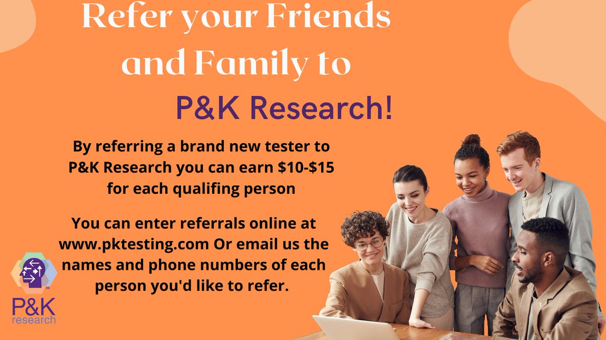 PKresearch's tweet image. 𝐃𝐨 𝐲𝐨𝐮 𝐡𝐚𝐯𝐞 𝐬𝐨𝐦𝐞𝐨𝐧𝐞 𝐲𝐨𝐮&apos;𝐝 𝐥𝐢𝐤𝐞 𝐭𝐨 𝐫𝐞𝐟𝐞𝐫 𝐭𝐨 𝐏&amp;amp;𝐊 𝐑𝐞𝐬𝐞𝐚𝐫𝐜𝐡?
#referafriend #paidtesting #marketresearch #foodreview #PKResearch #focusgroups #cashsurvey #youropinionmatters #paidopinion