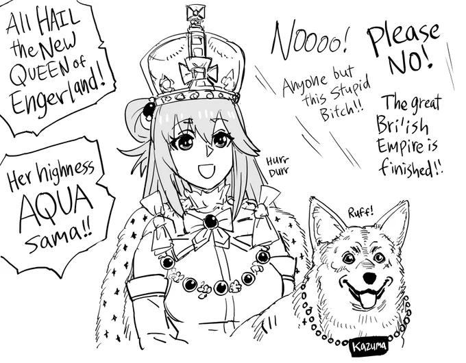 Request:
Aqua as the new queen of England. 